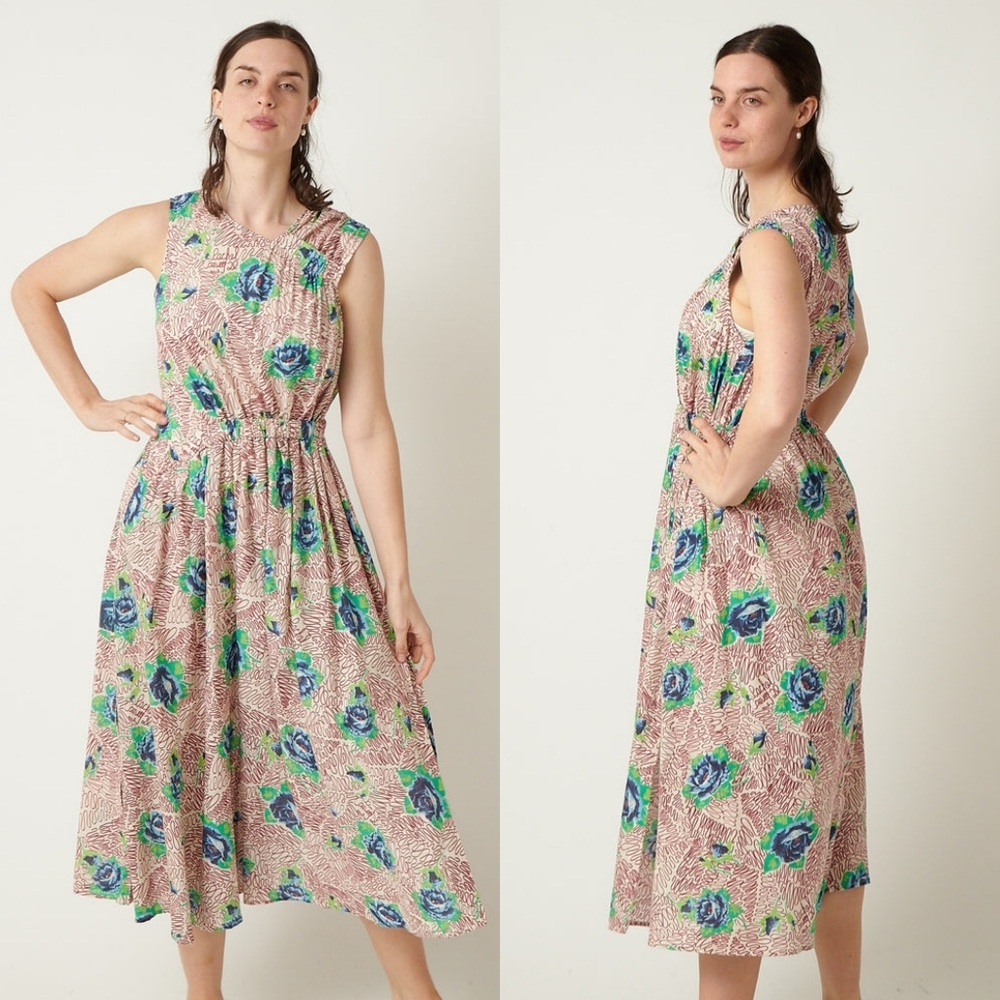 Rachel Comey Size 4 Sleeveless Asymmetric One Pocket Maze Squiggle Dress Multi